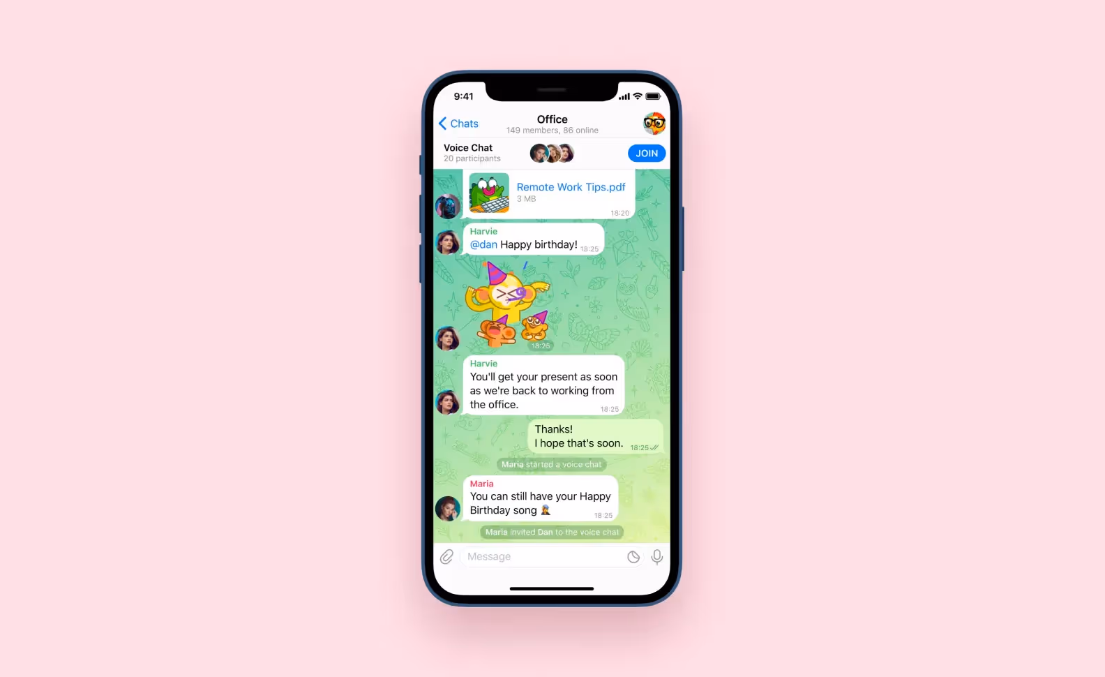 Telegram voice group chats for users