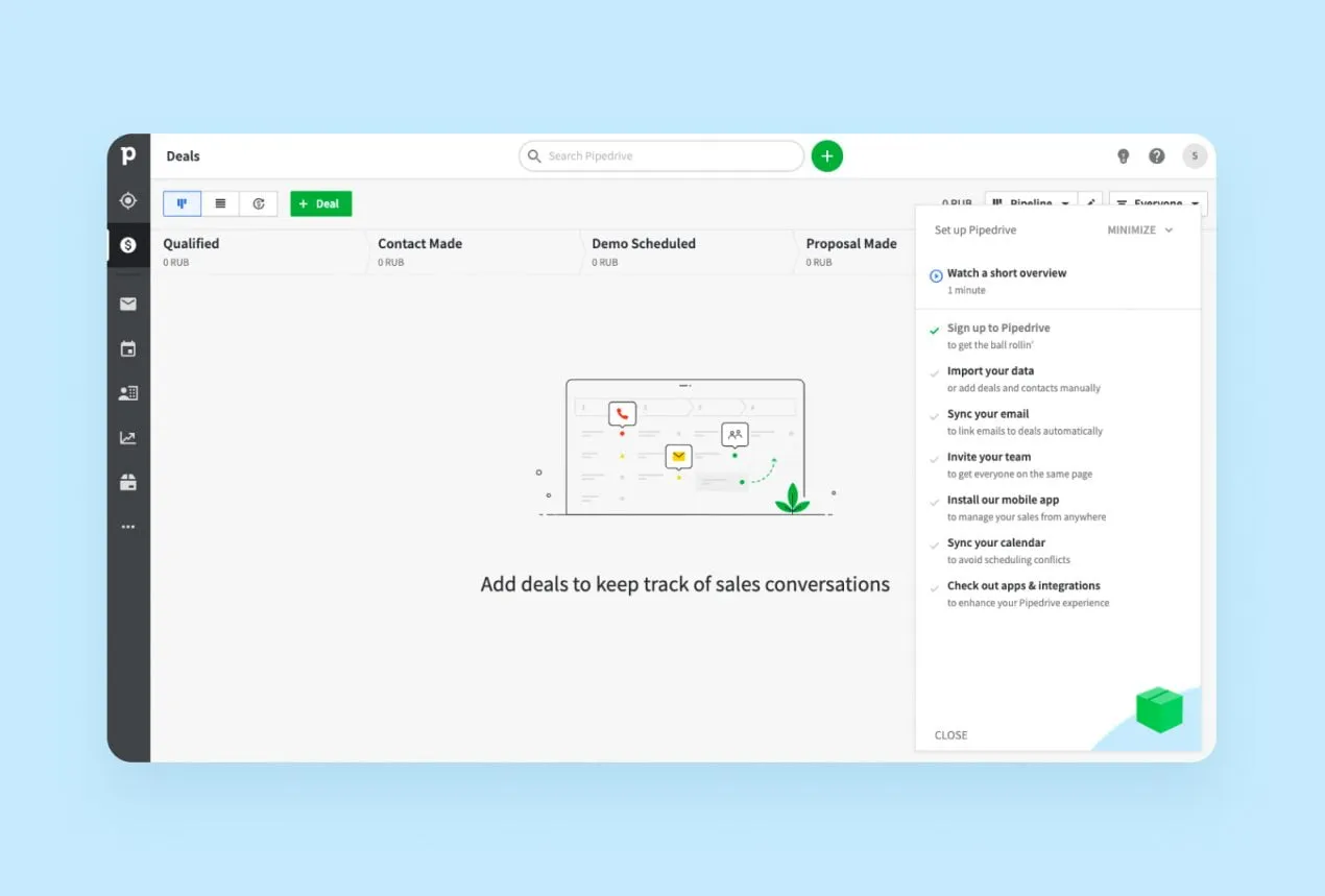 CRM дизайн. Pipedrive