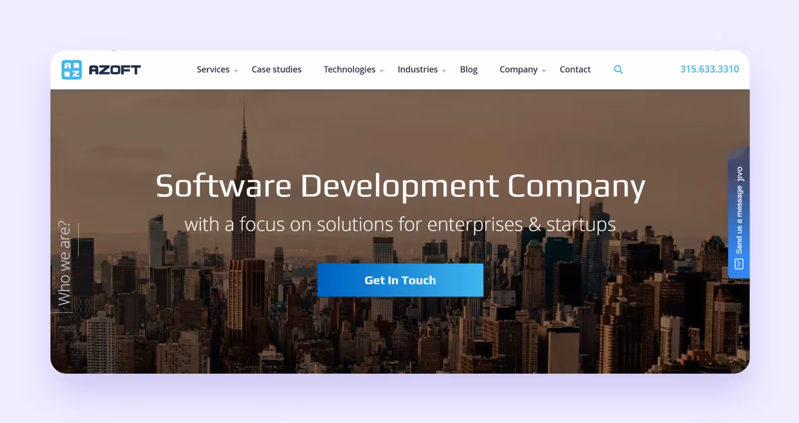 Скриншот главной страницы дизайн-агентства Azoft