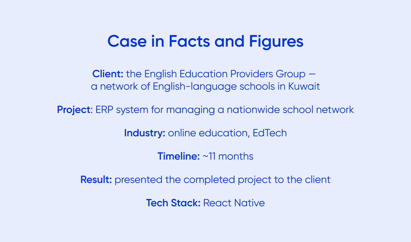 a developer case of building an ERP system for a school network in Kuwait