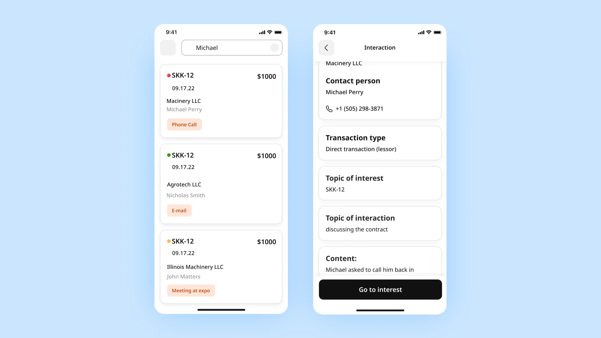 Koblik CRM ERP system app interface design