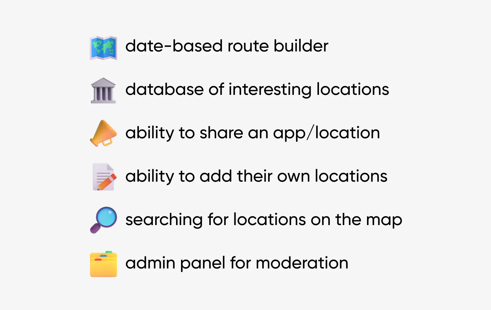 travel app mvp features
