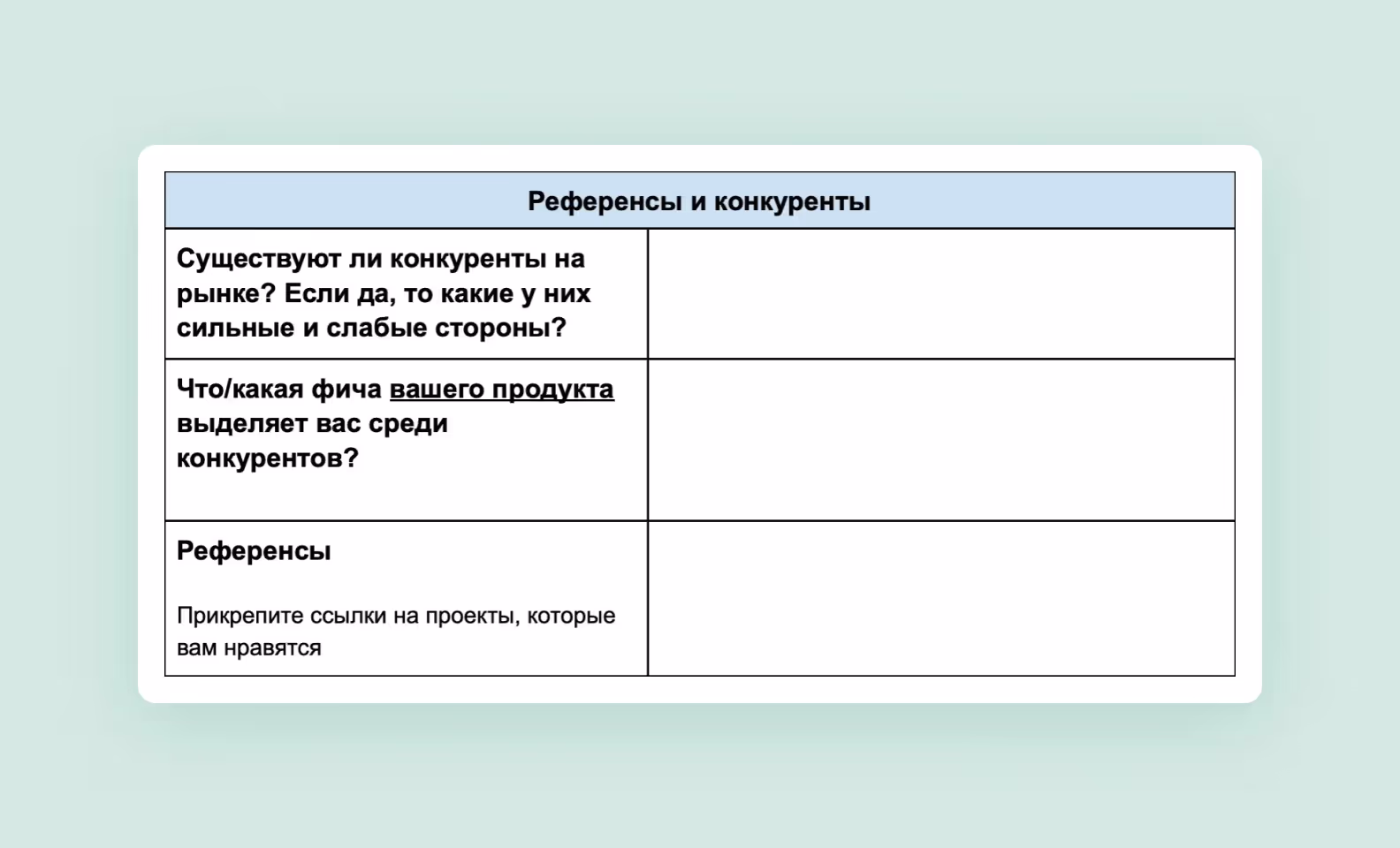 скриншот брифа, референсы и конкуренты