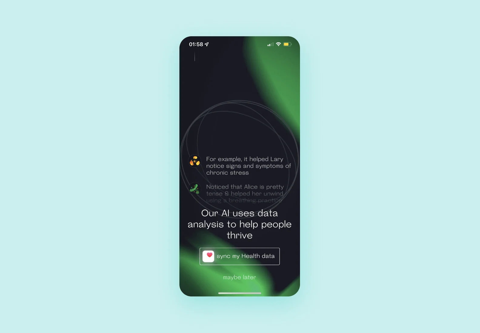 Экран синхронизации с Apple Health