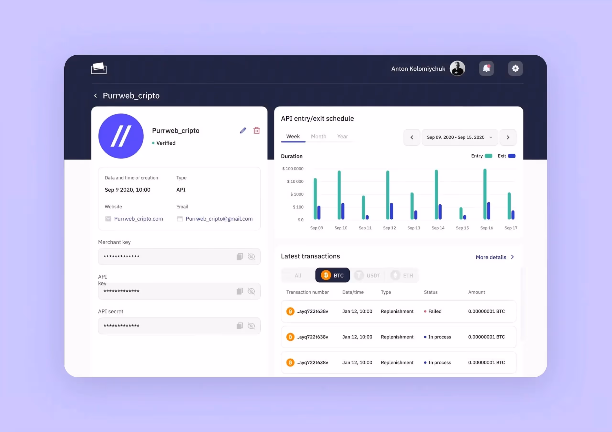 О криптовалюте многие все еще знают немного, поэтому E-wallet мы постарались сделать максимально информативным