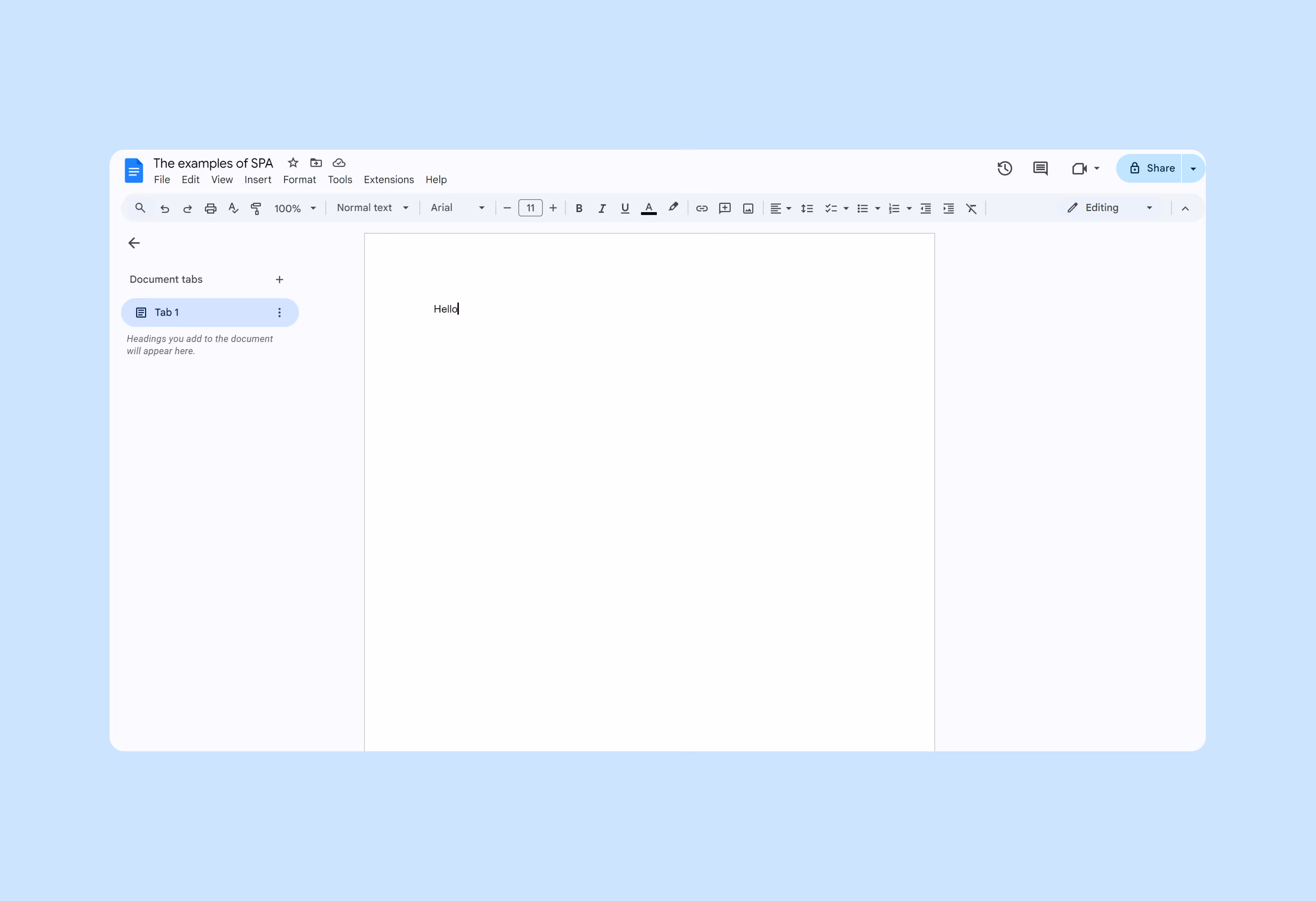 Google Docs — еще один пример SPA, которые мы используем каждый день.