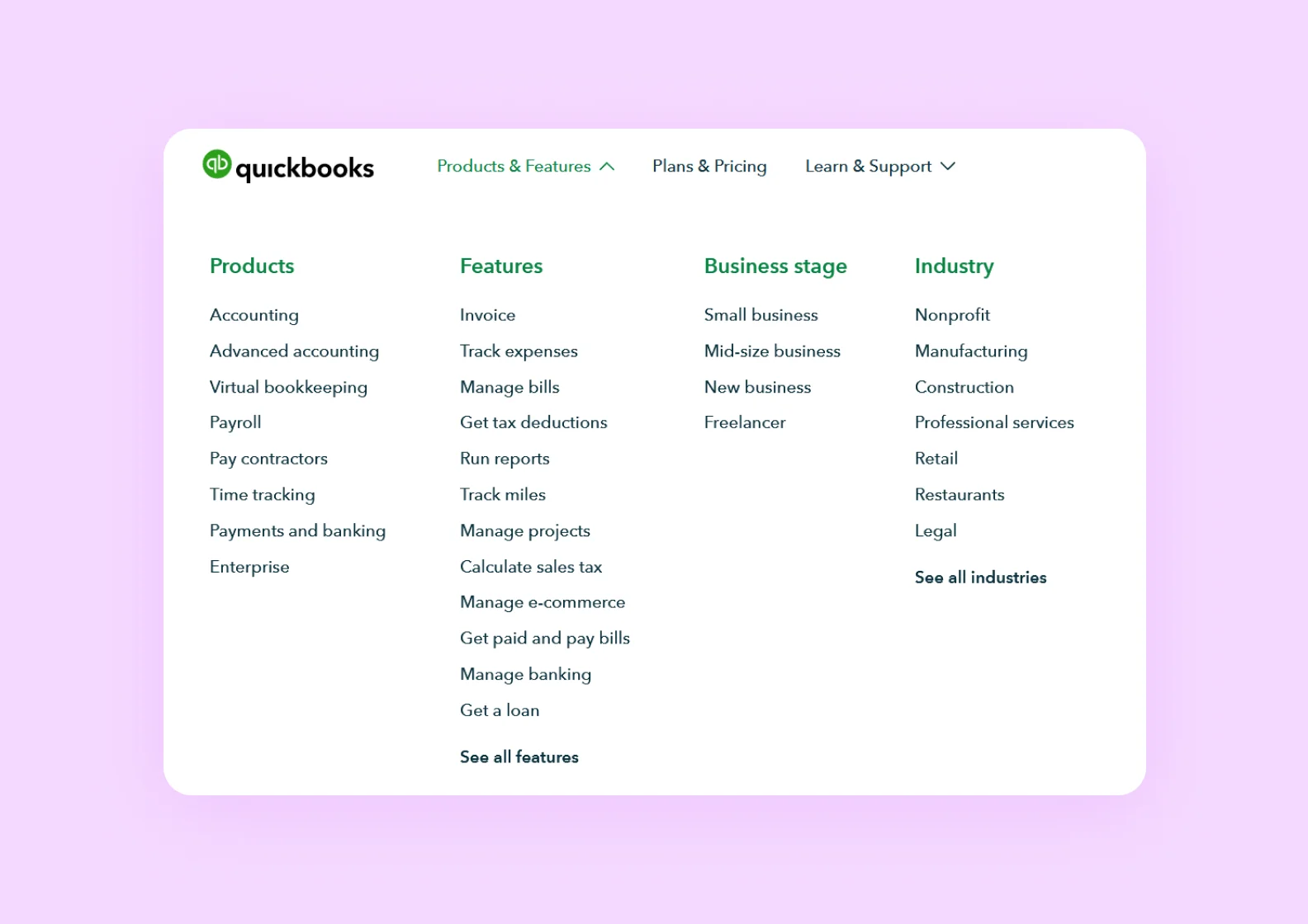 Features of the accounting software QuickBooks Online