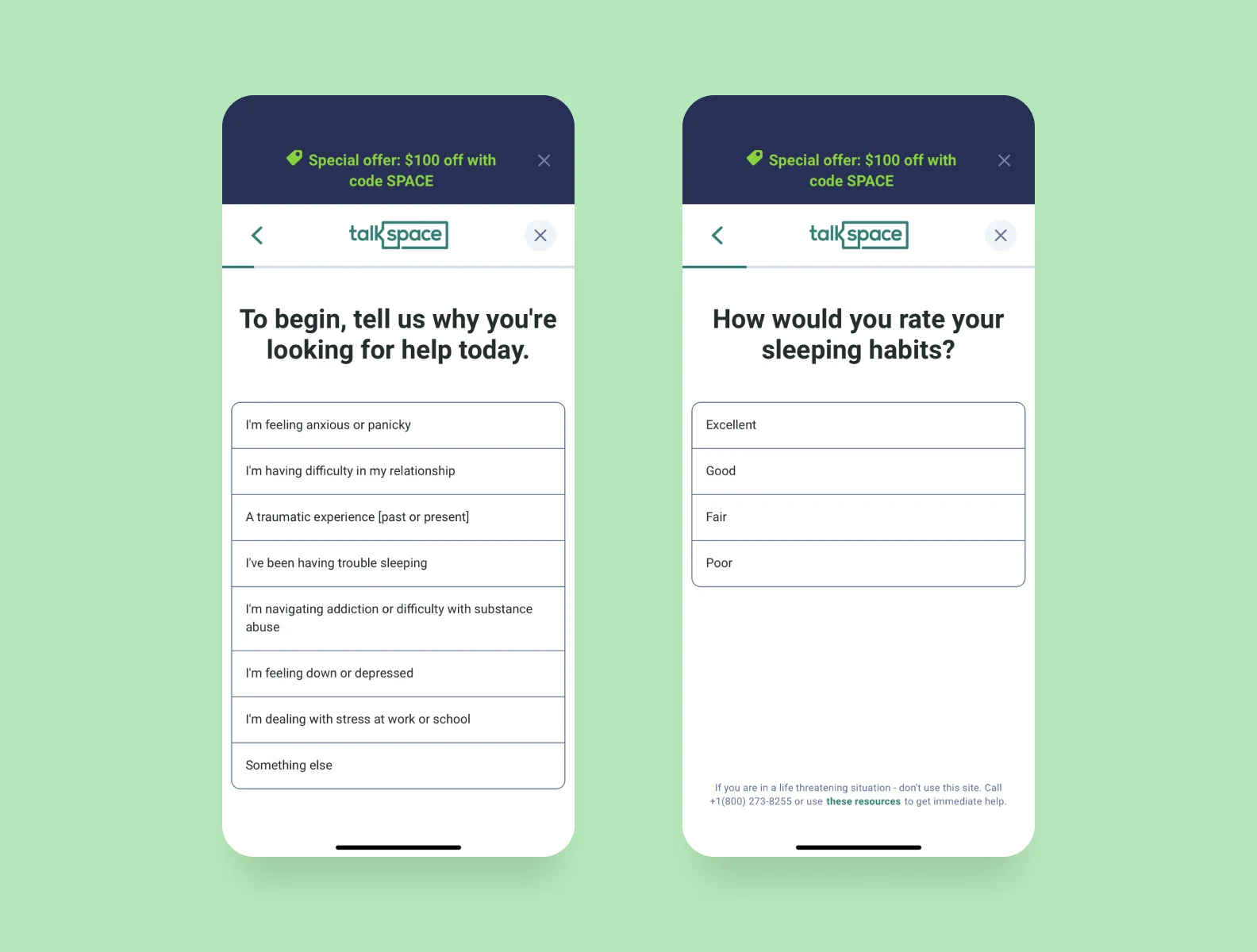 Опросник для новичков на платформе TalkSpace