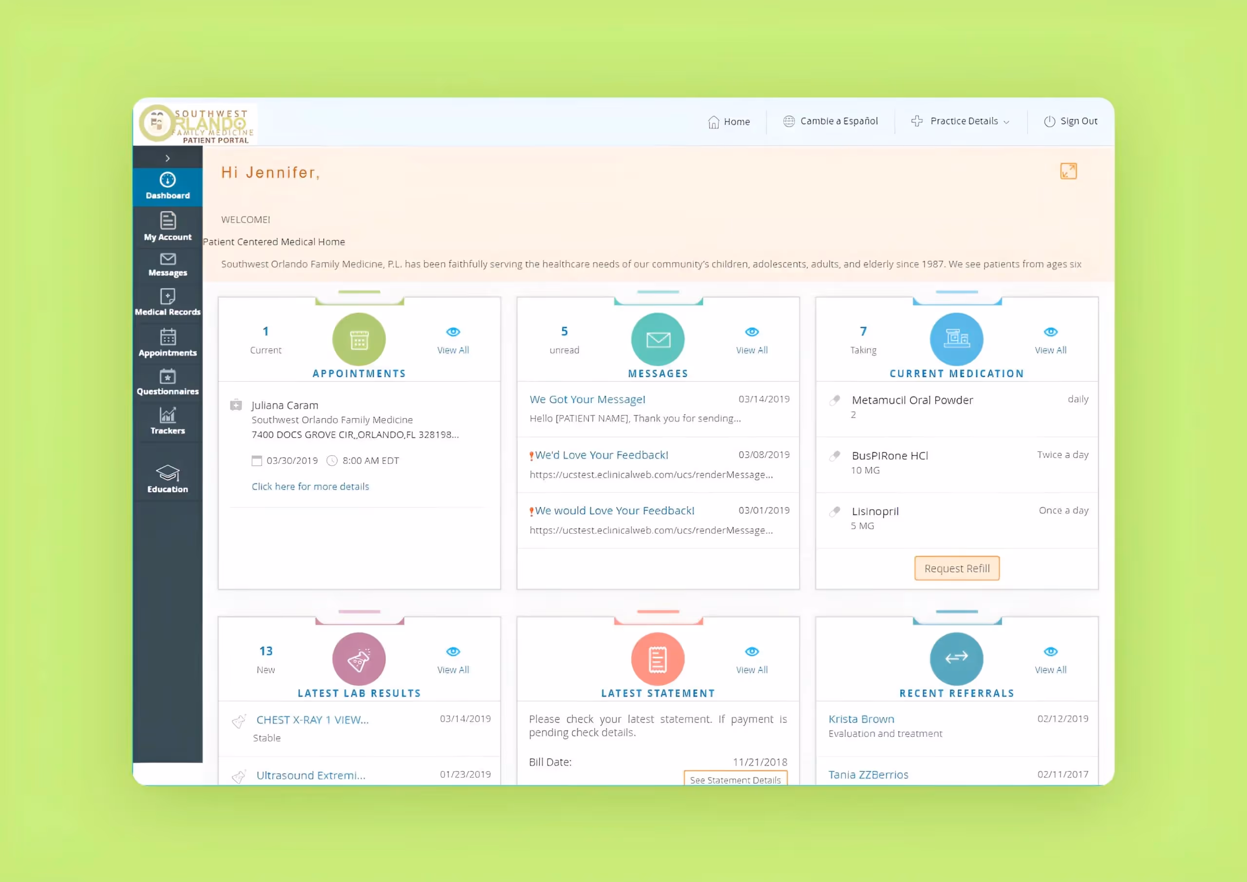 Скриншот дашборда в менеджмент-системе для больницы