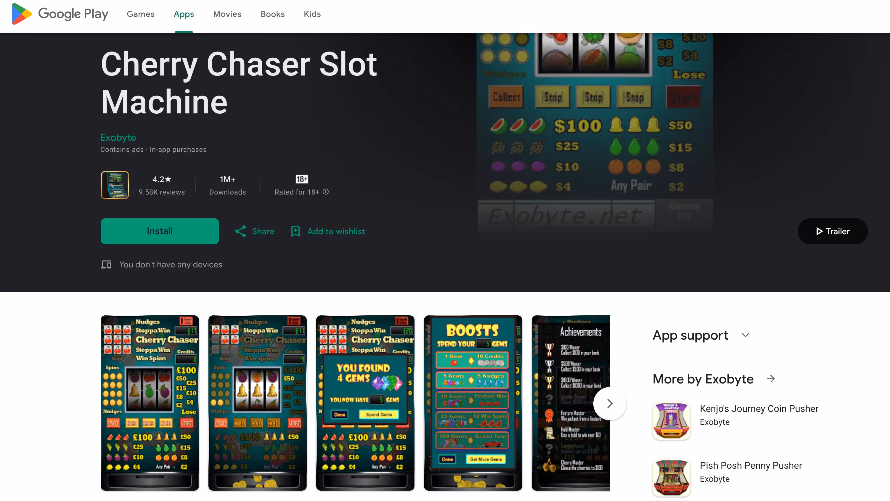 Cherry Chaser Slot Machine: пример рекламы для монетизации приложения