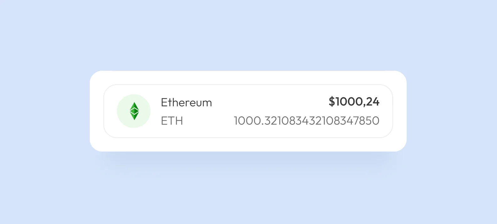 Элемент приложения, отображающий баланс криптовалюты Ethereum