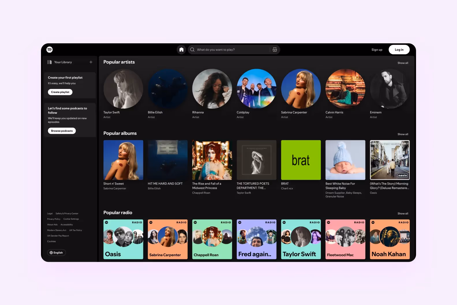 веб плеер Spotify на open.spotify.com