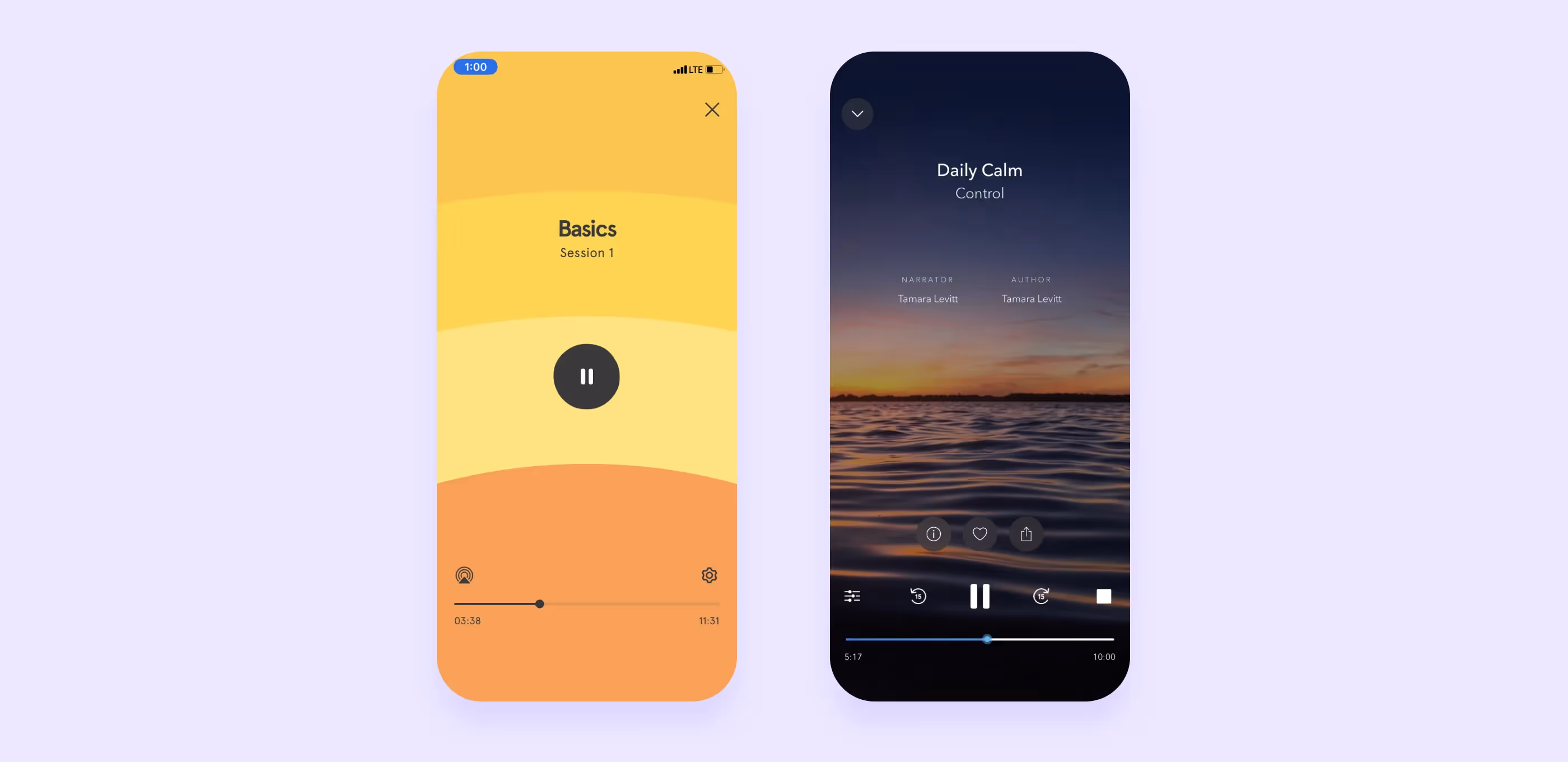 Страница воспроизведения аудио. Headspace / Calm