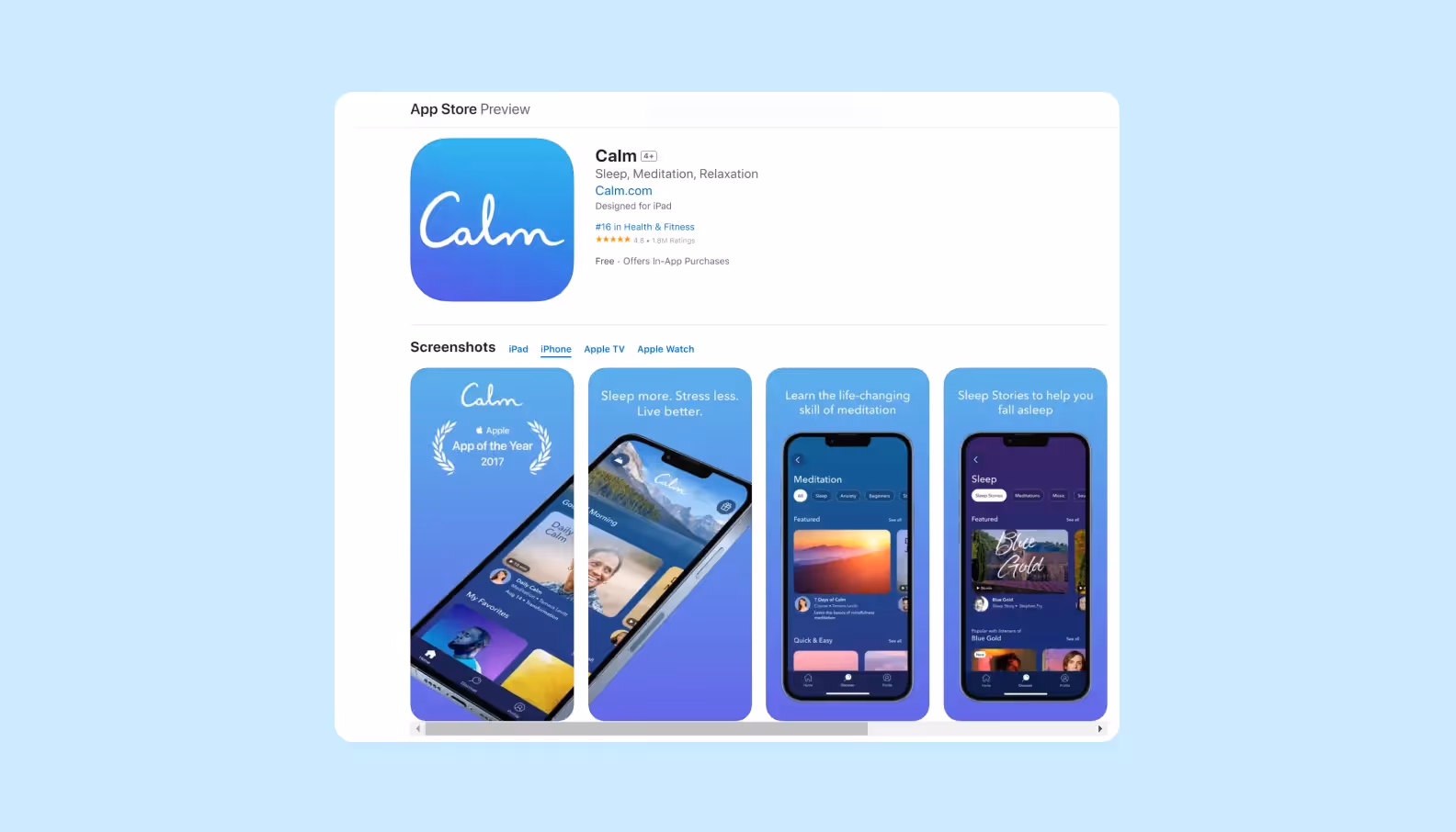 Calm в App Store