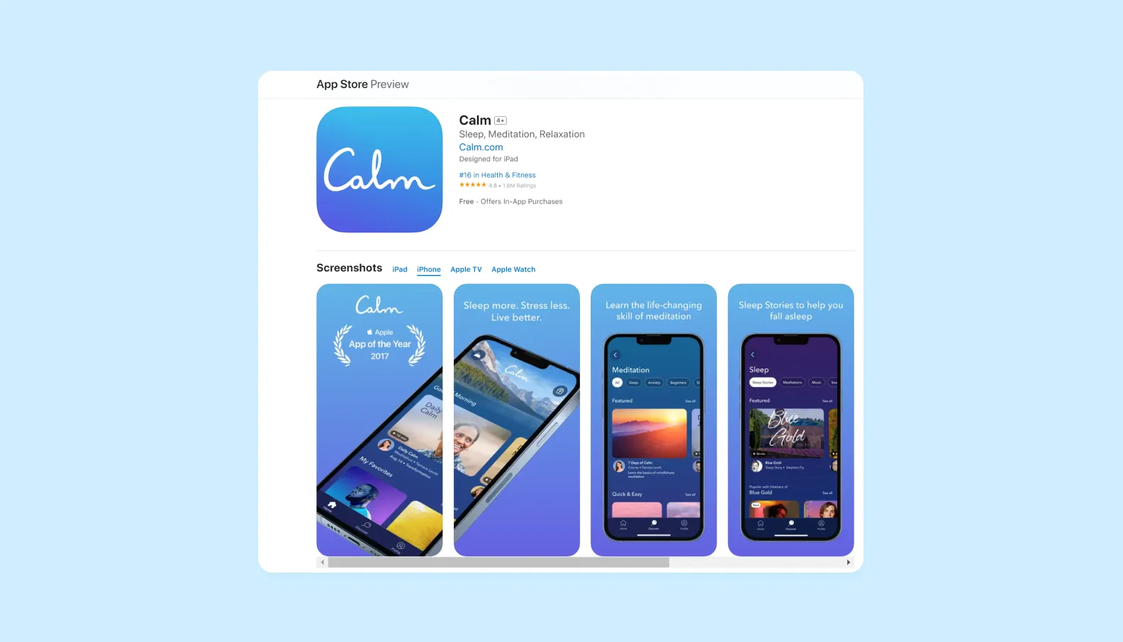 Calm в App Store