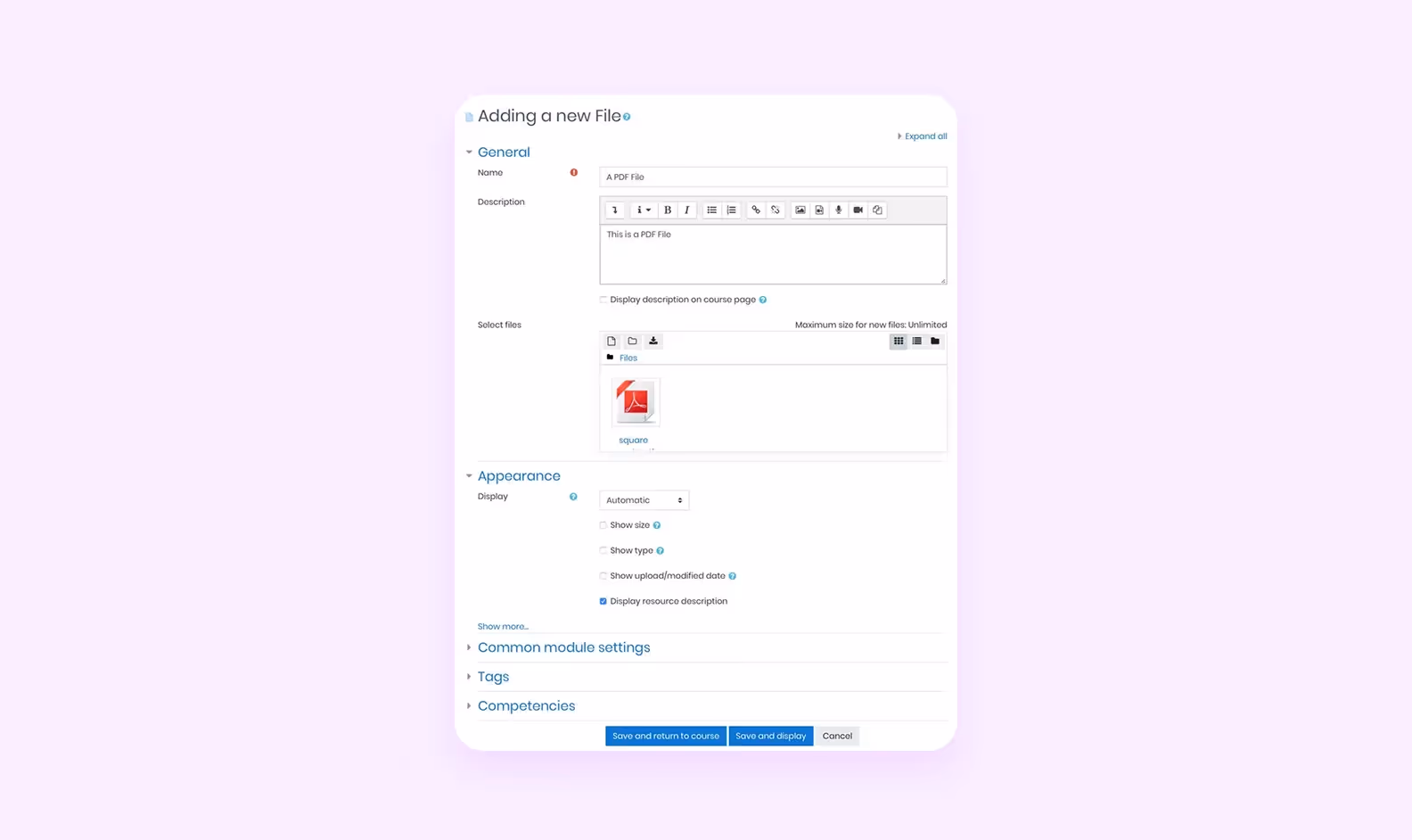 Загрузка файлов в Moodle