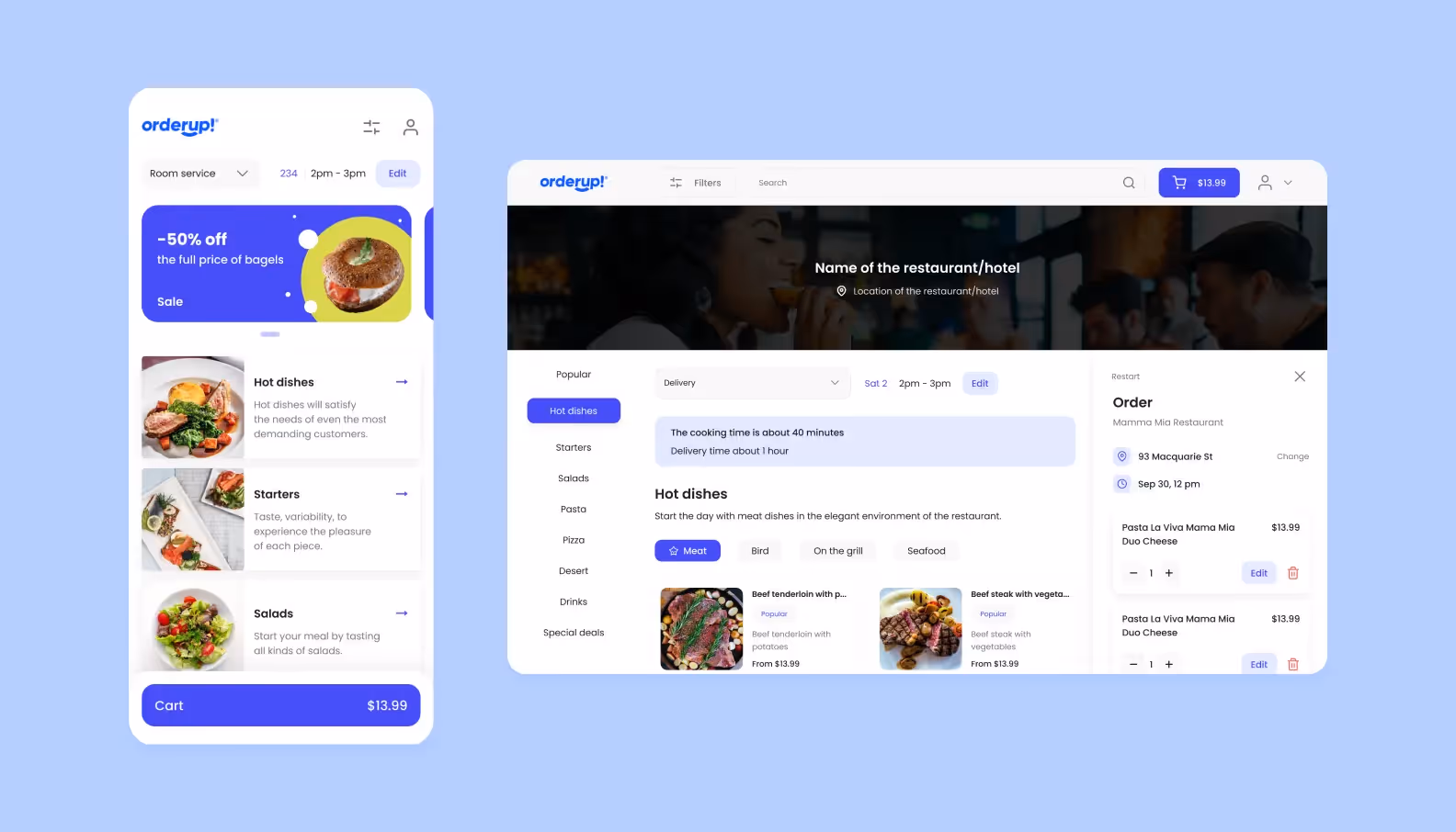 экран приложения OrderUp; дизайн разработали Purrweb