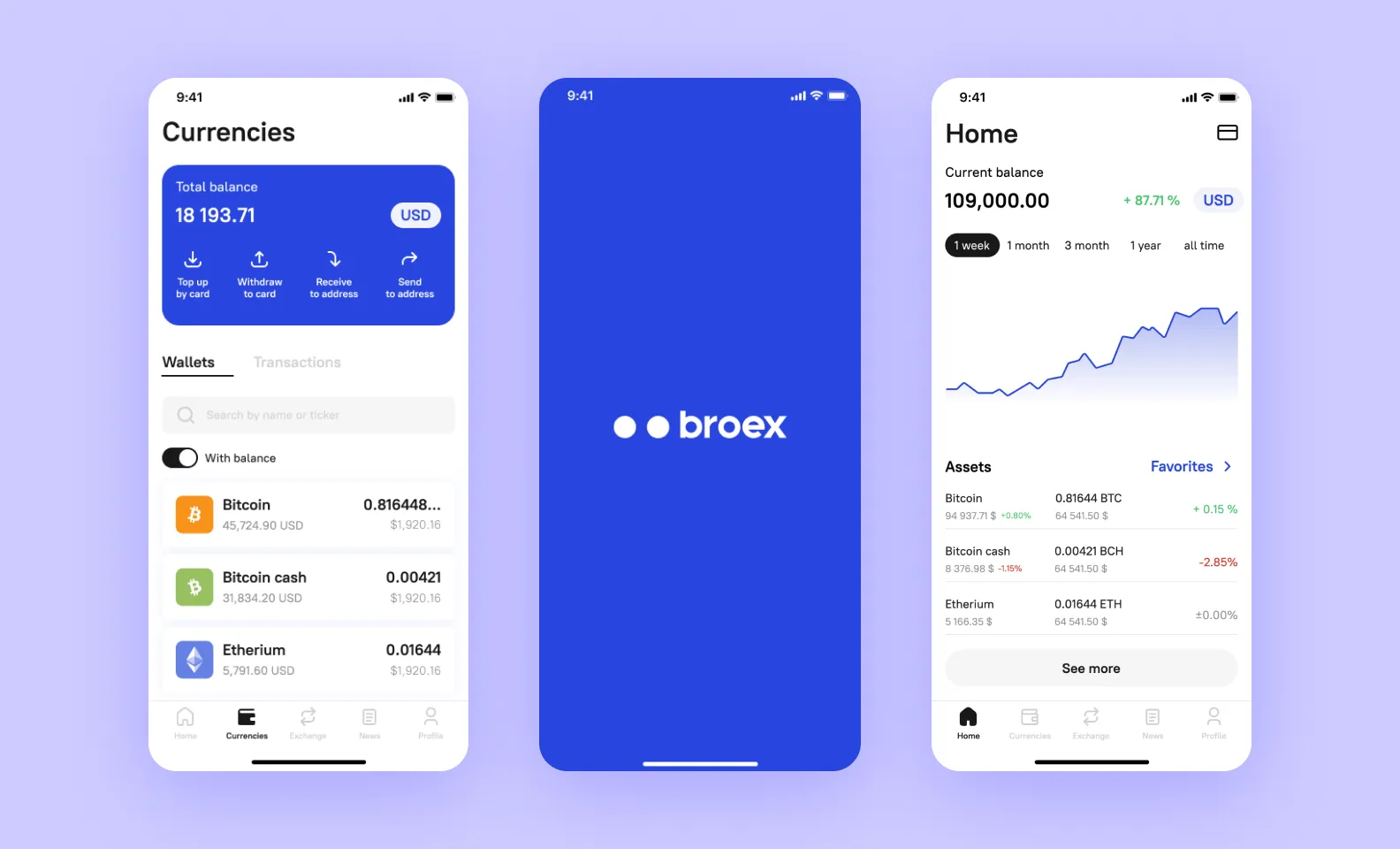 page of purrweb.com describing Broex, a mobile crypto wallet