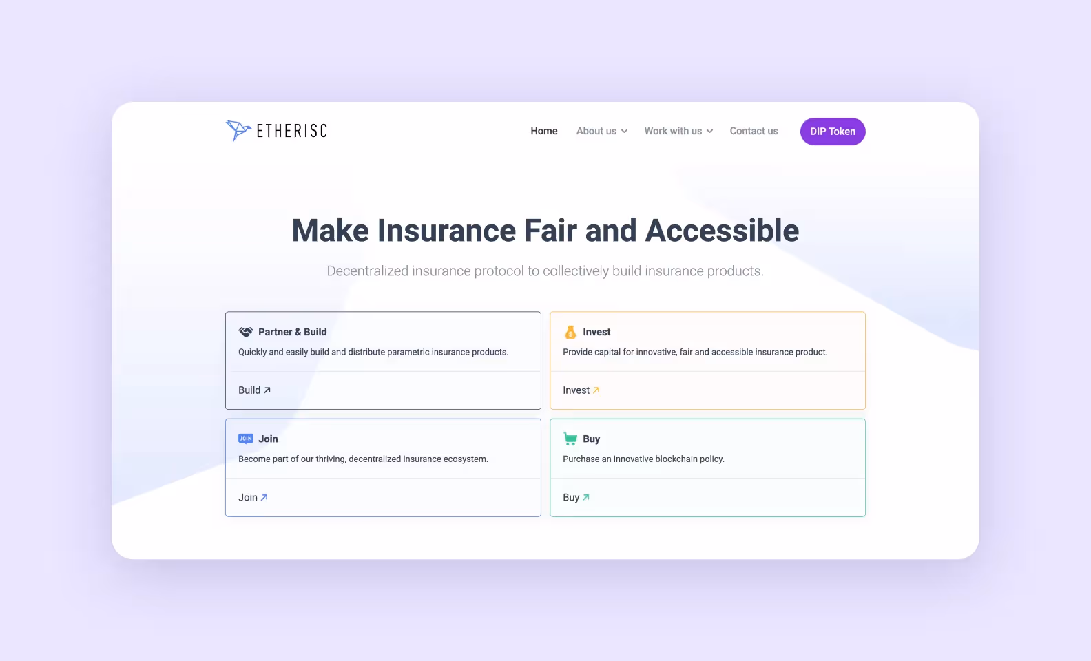 page of etherisc.com describing the partnership options on their platform