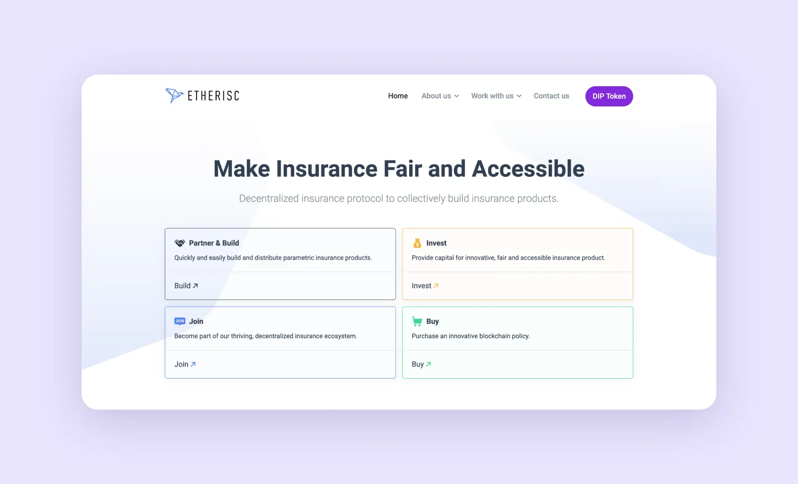 page of etherisc.com describing the partnership options on their platform