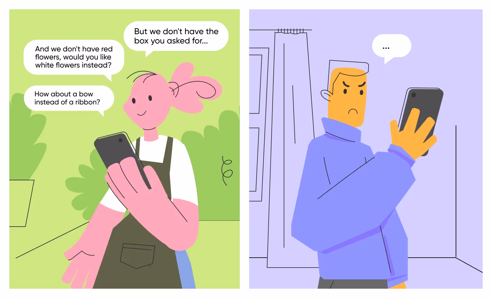 the client is angry that everything is out of stock 