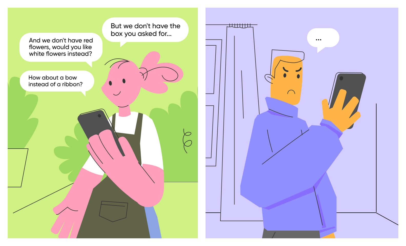 the client is angry that everything is out of stock 