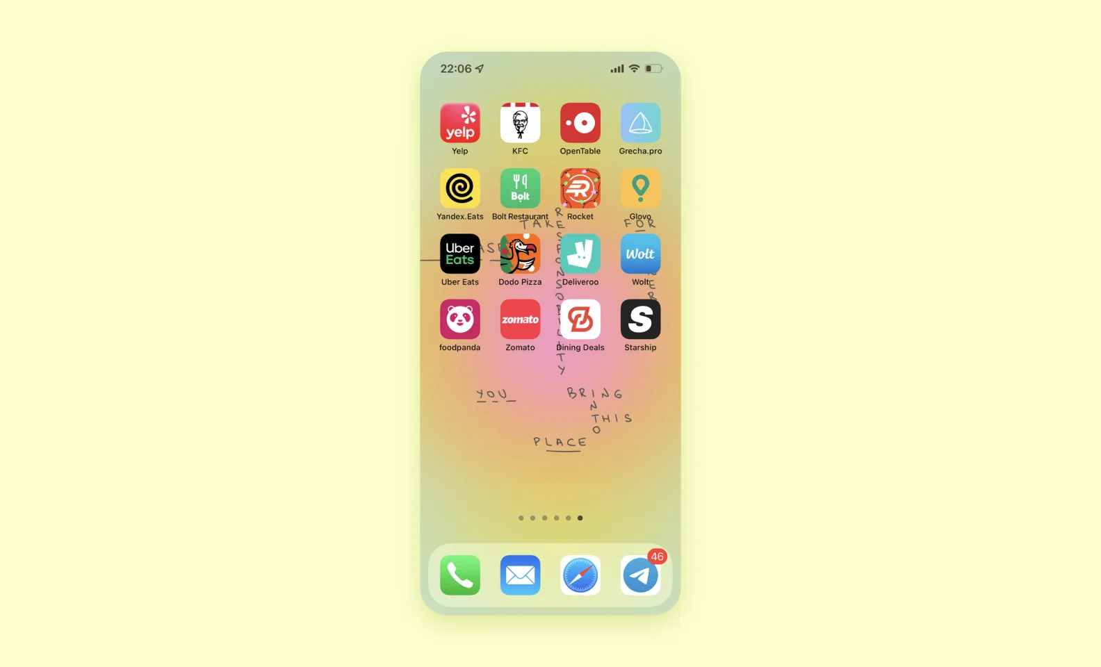 Several food apps on the device 