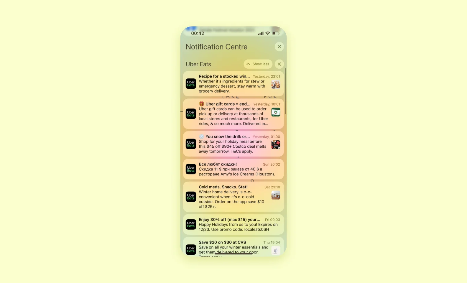 Push notifications in Uber Eats