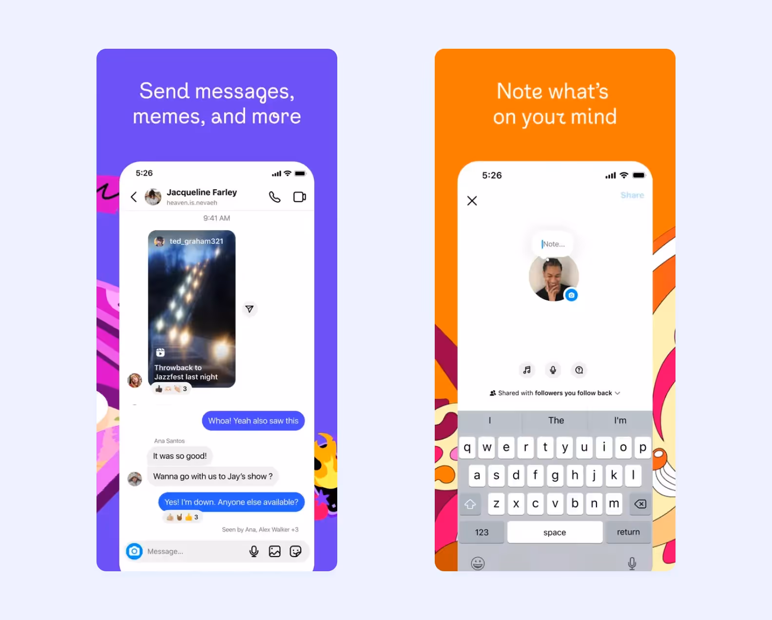two screens of the Instagram app