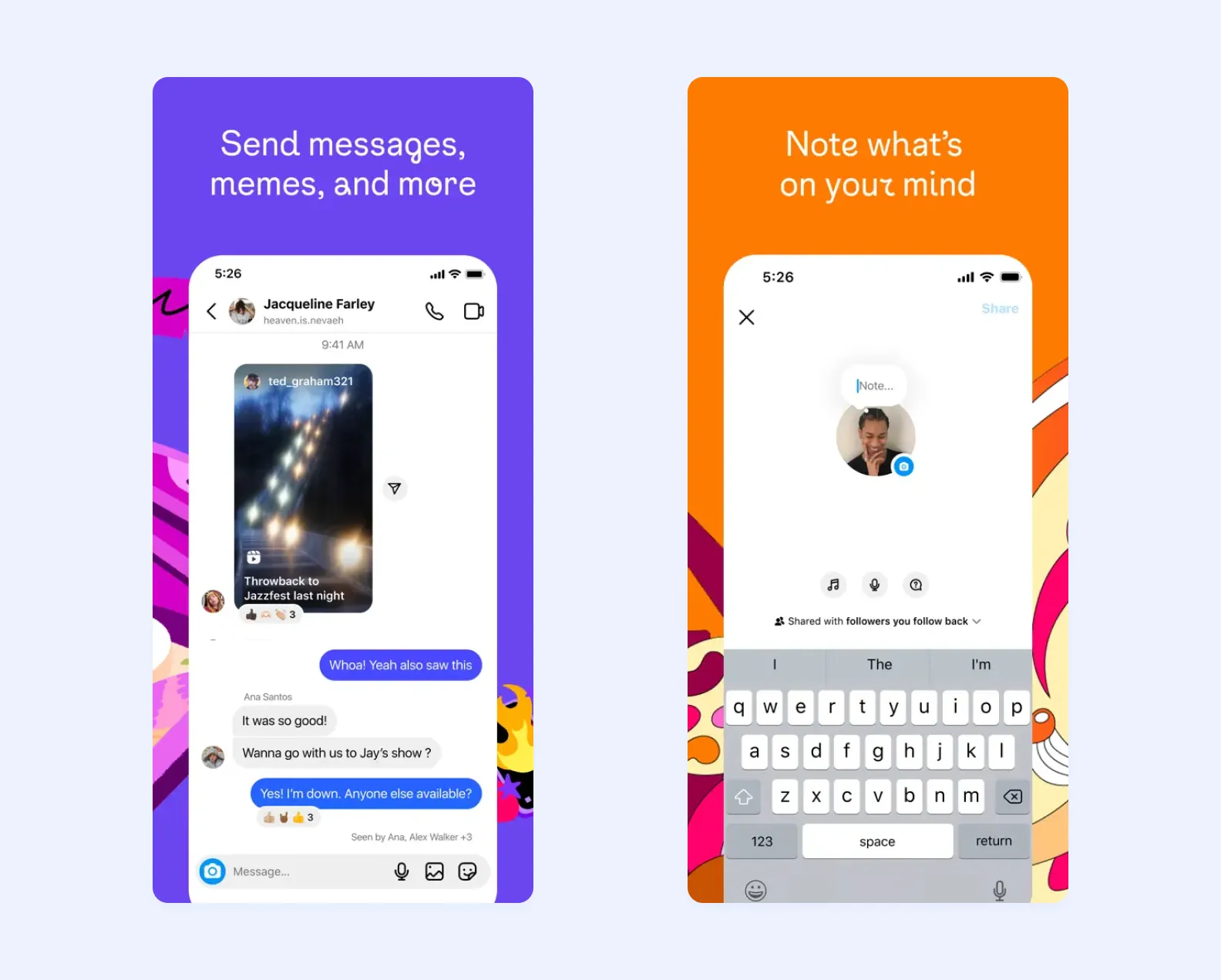 two screens of the Instagram app