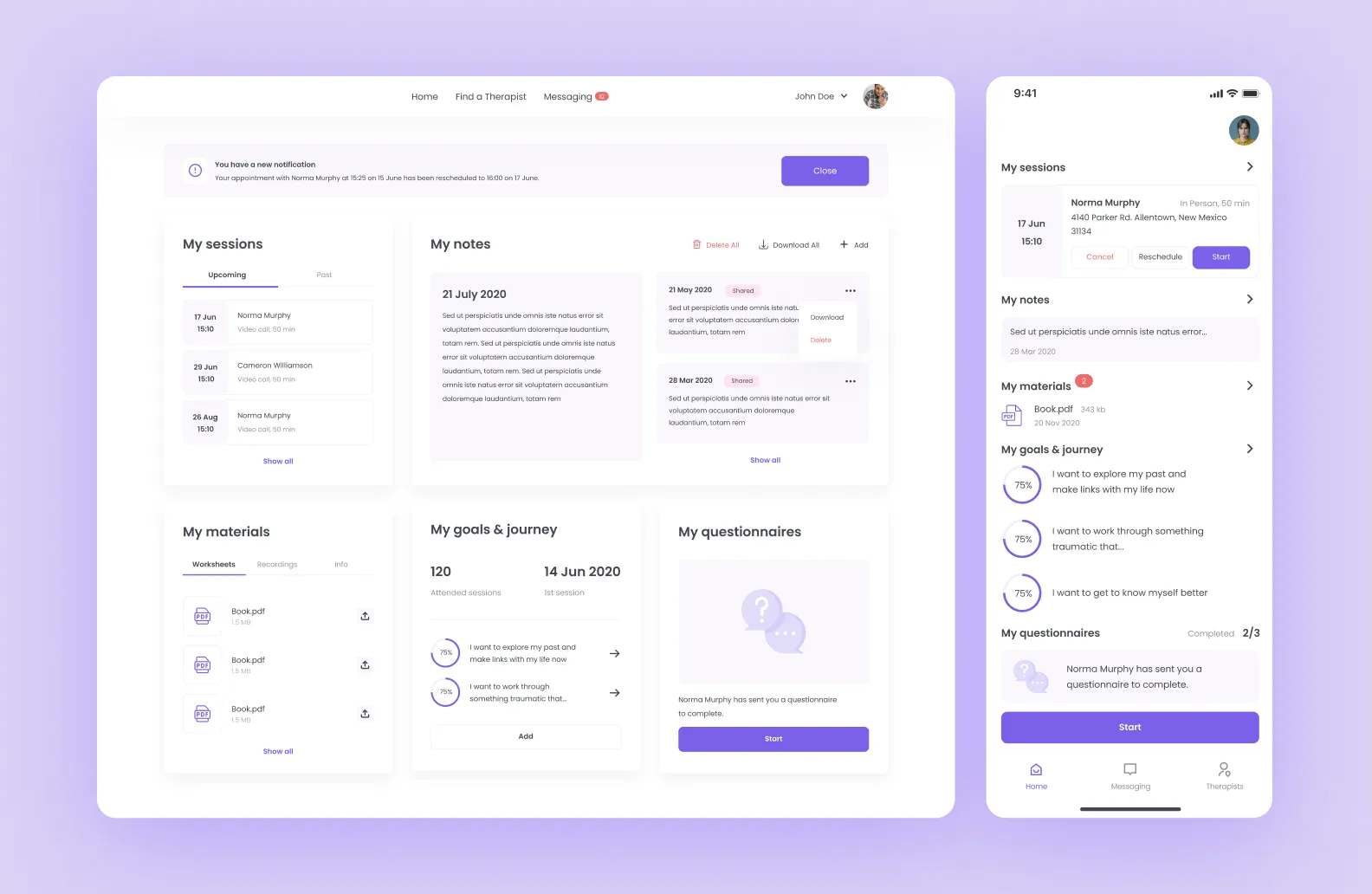 mental health app design