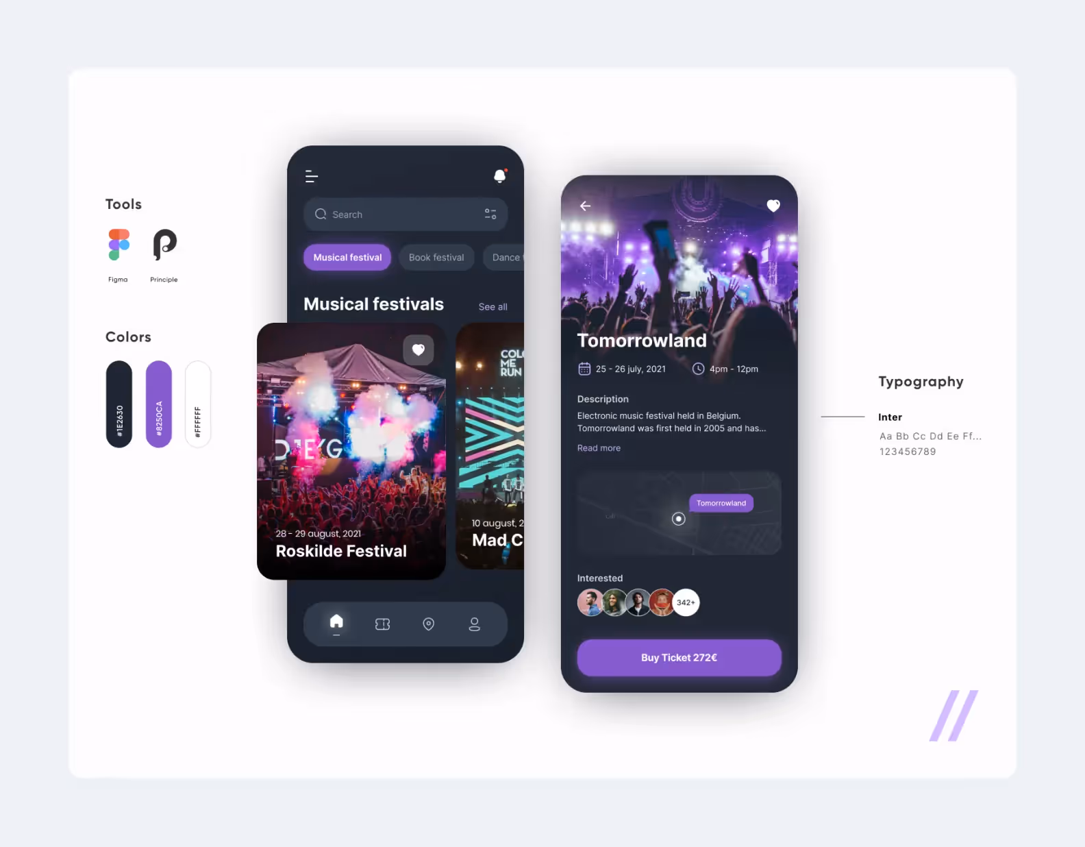 UI design of a party organizing mobile app by Purrweb
