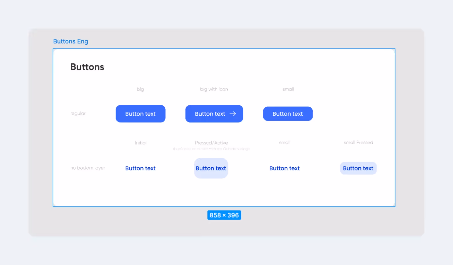 A screenshot of a Purrweb-developed UI kit with button guidelines