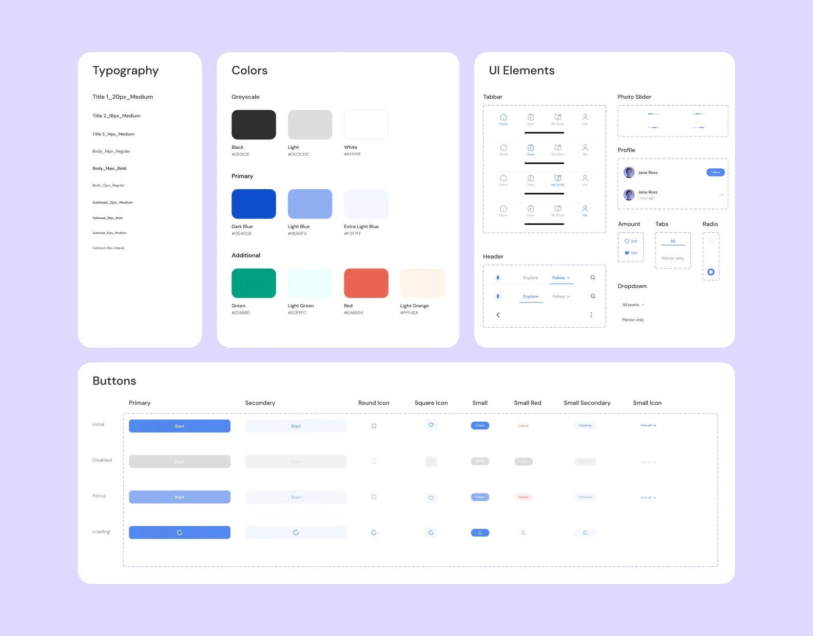 An example of a UI kit for an app we developed