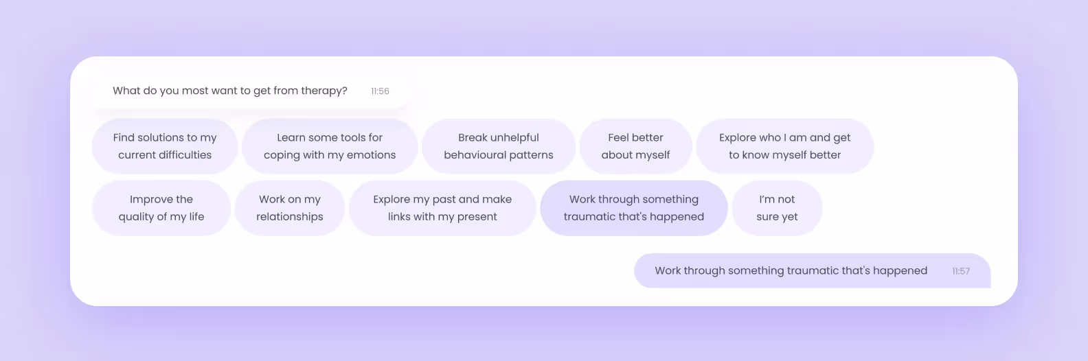 A screenshot of a chatbot with a user