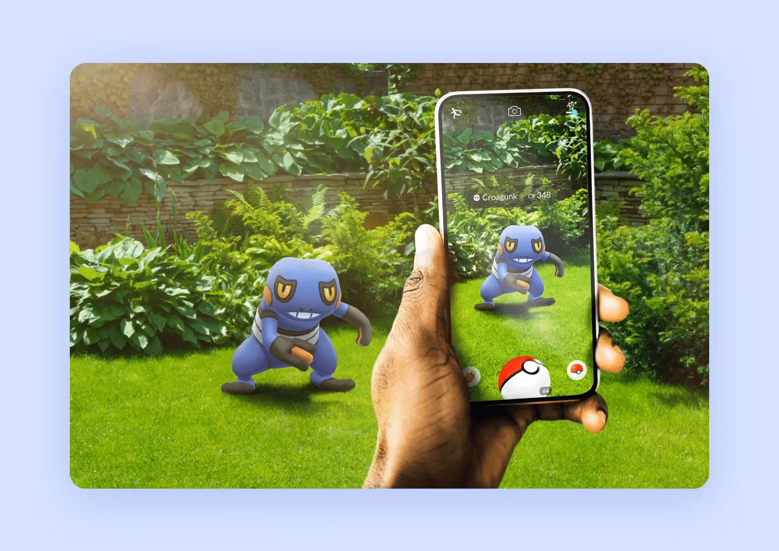 a person catching a Pokémon in the Pokémon Go mobile app