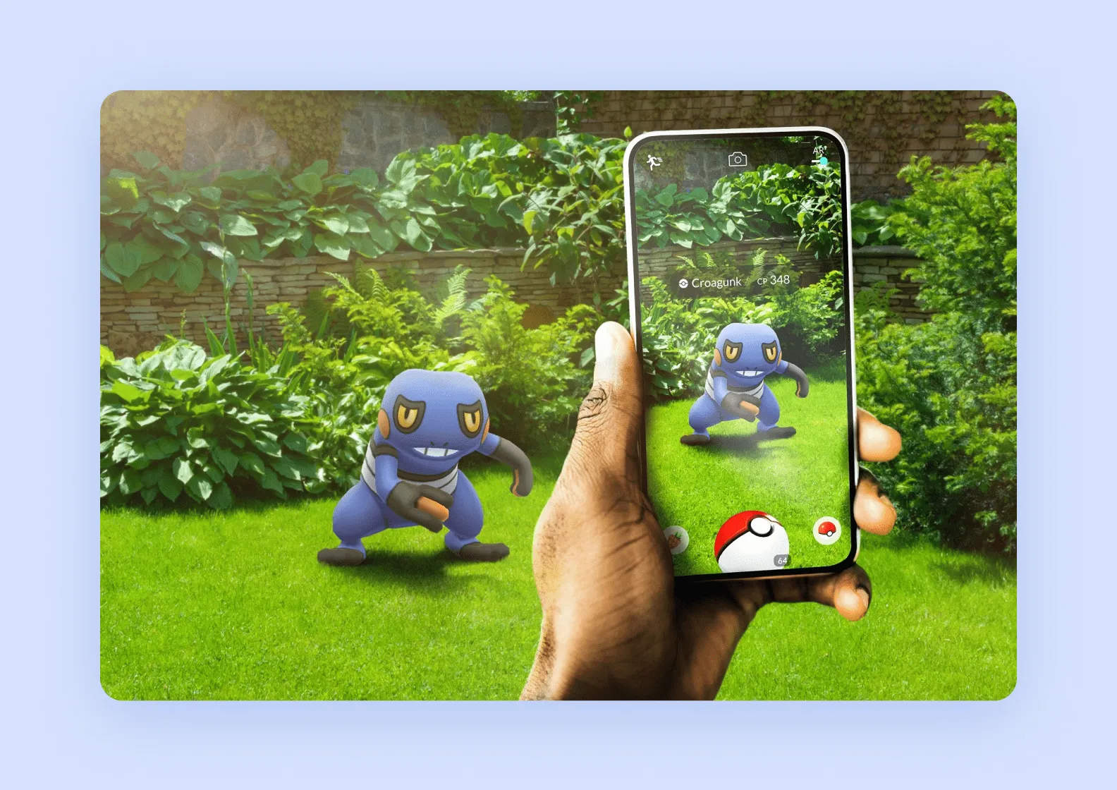 a person catching a Pokémon in the Pokémon Go mobile app