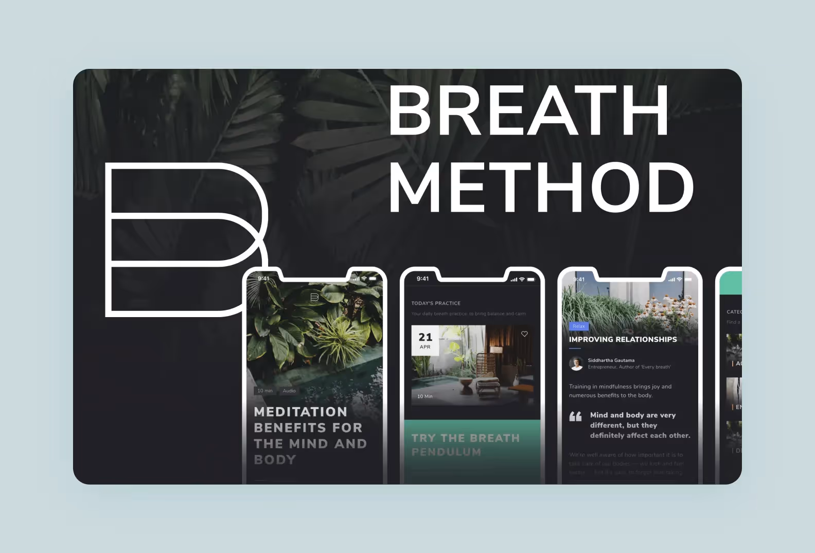 page on purrweb.com showcasing Breath Method, a meditation app developed by Purrweb