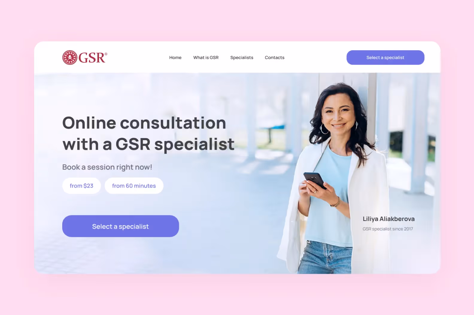 Screen of the MVP platform for GSR specialists