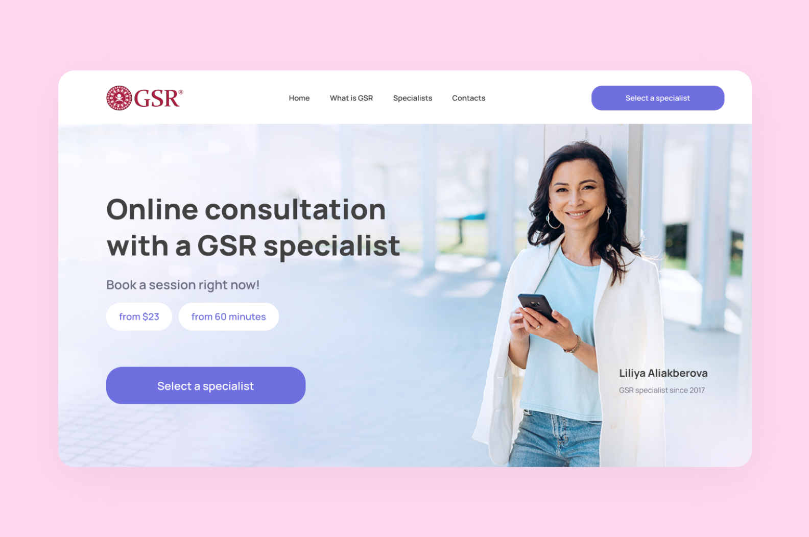 Screen of the MVP platform for GSR specialists