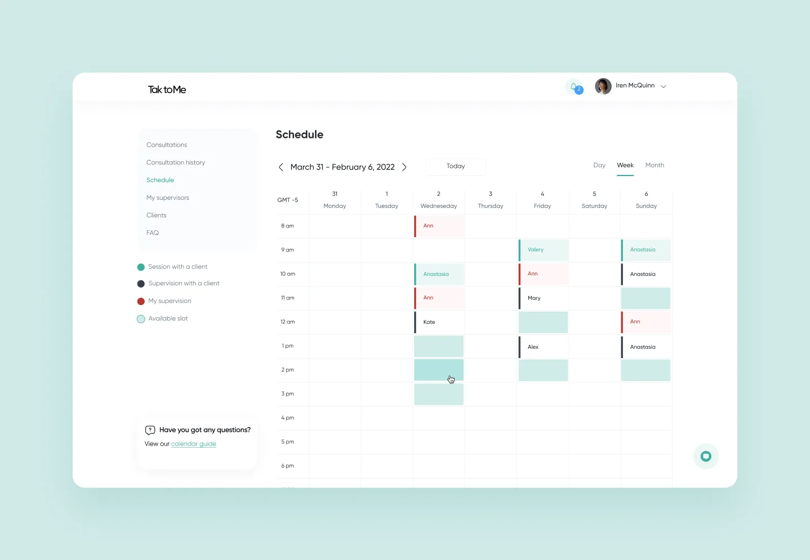 Custom calendar in Talk to Me