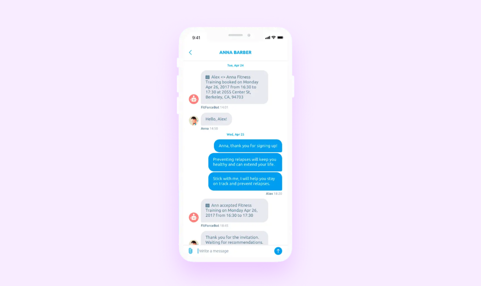 fitness app chatbot