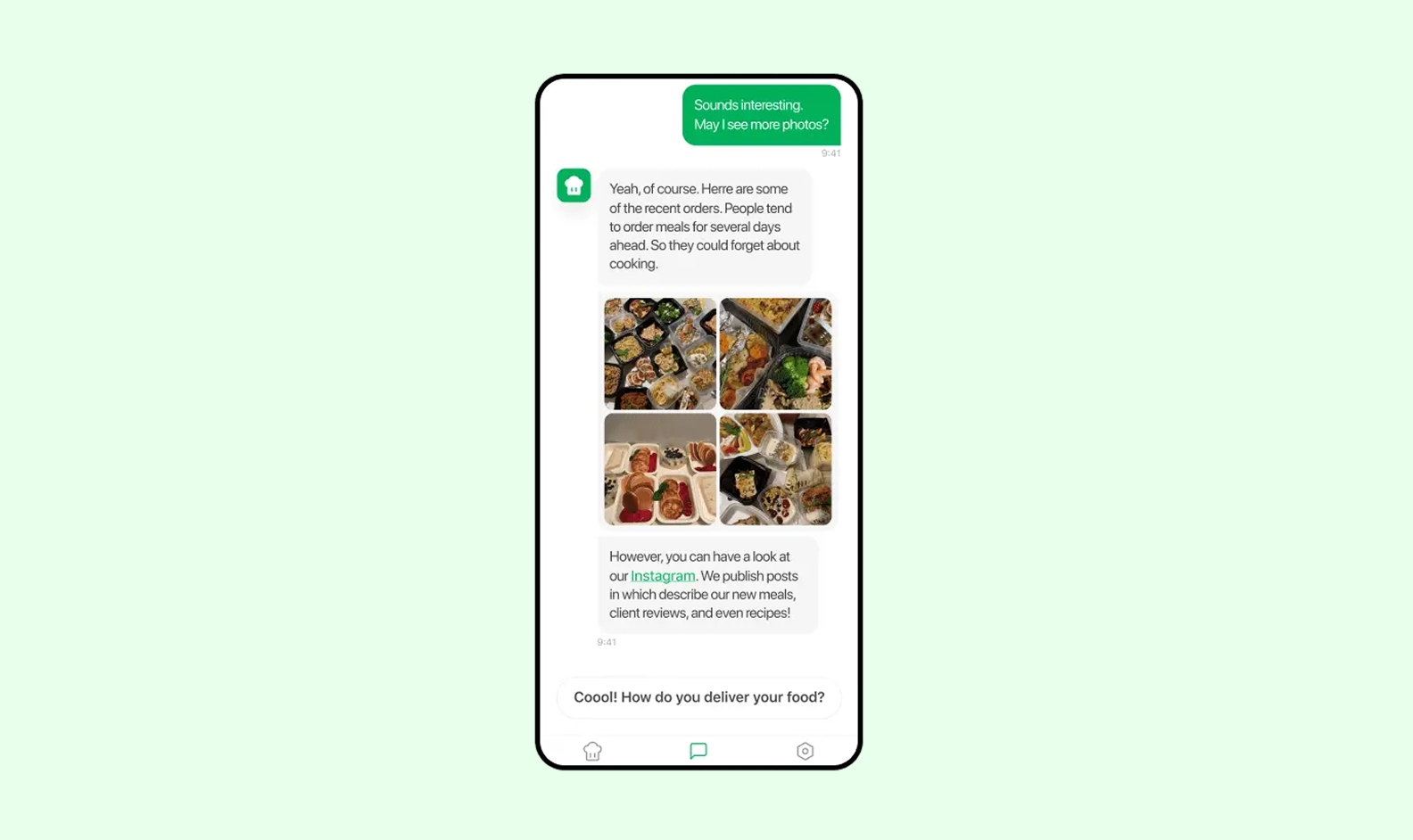 food delivery app chatbot