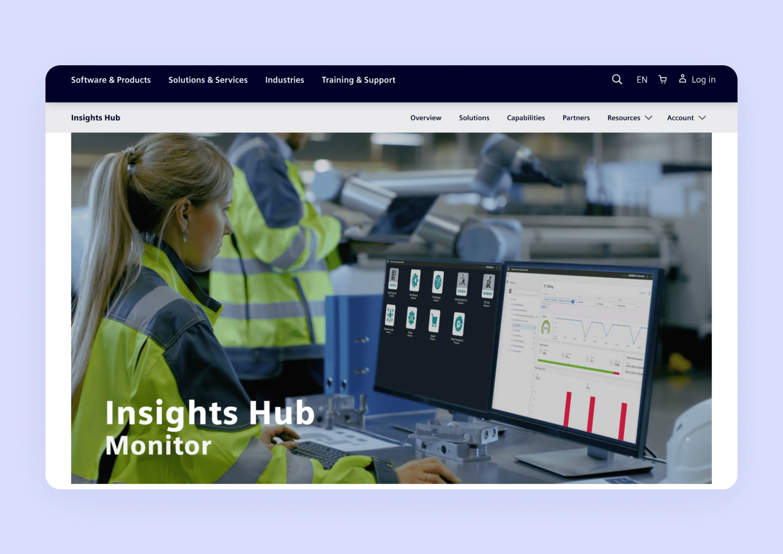 website page showcasing the company’s software suite