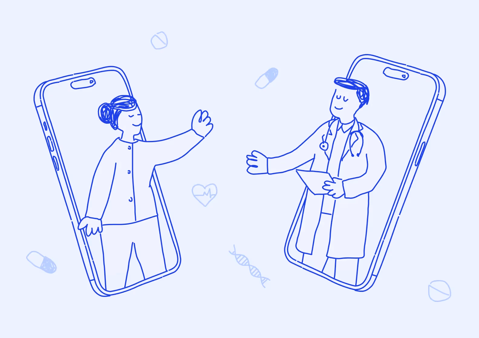 patient and doctor using medical applications