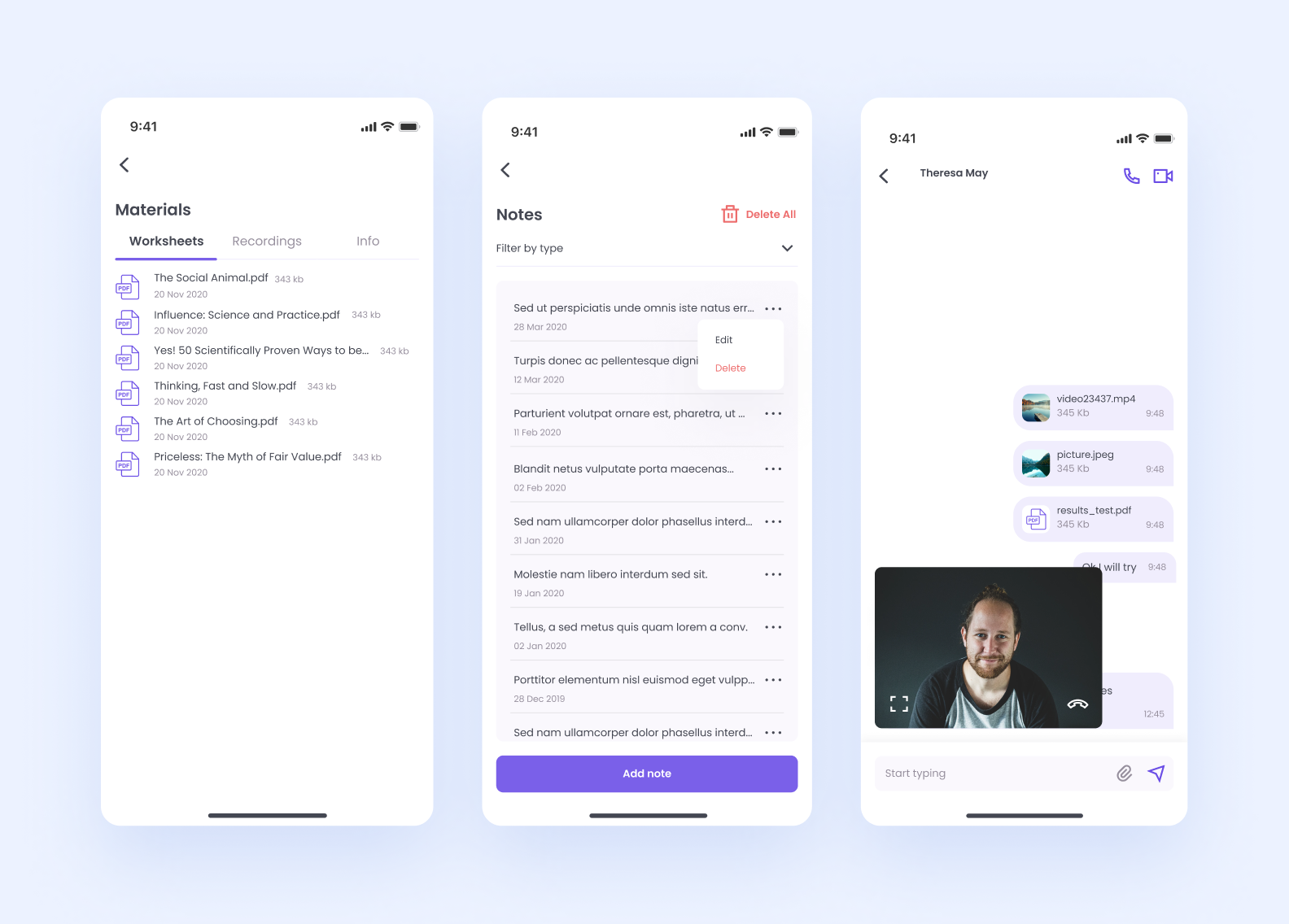 Mental health application features