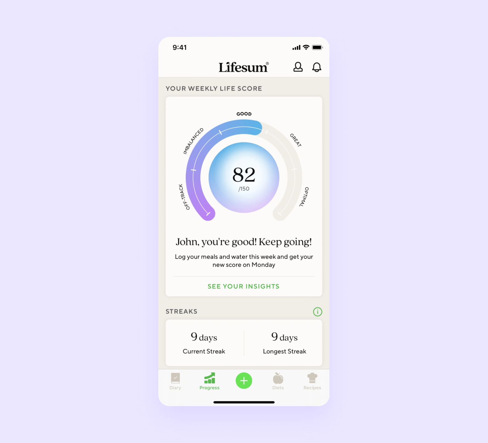 Health application progress tracker