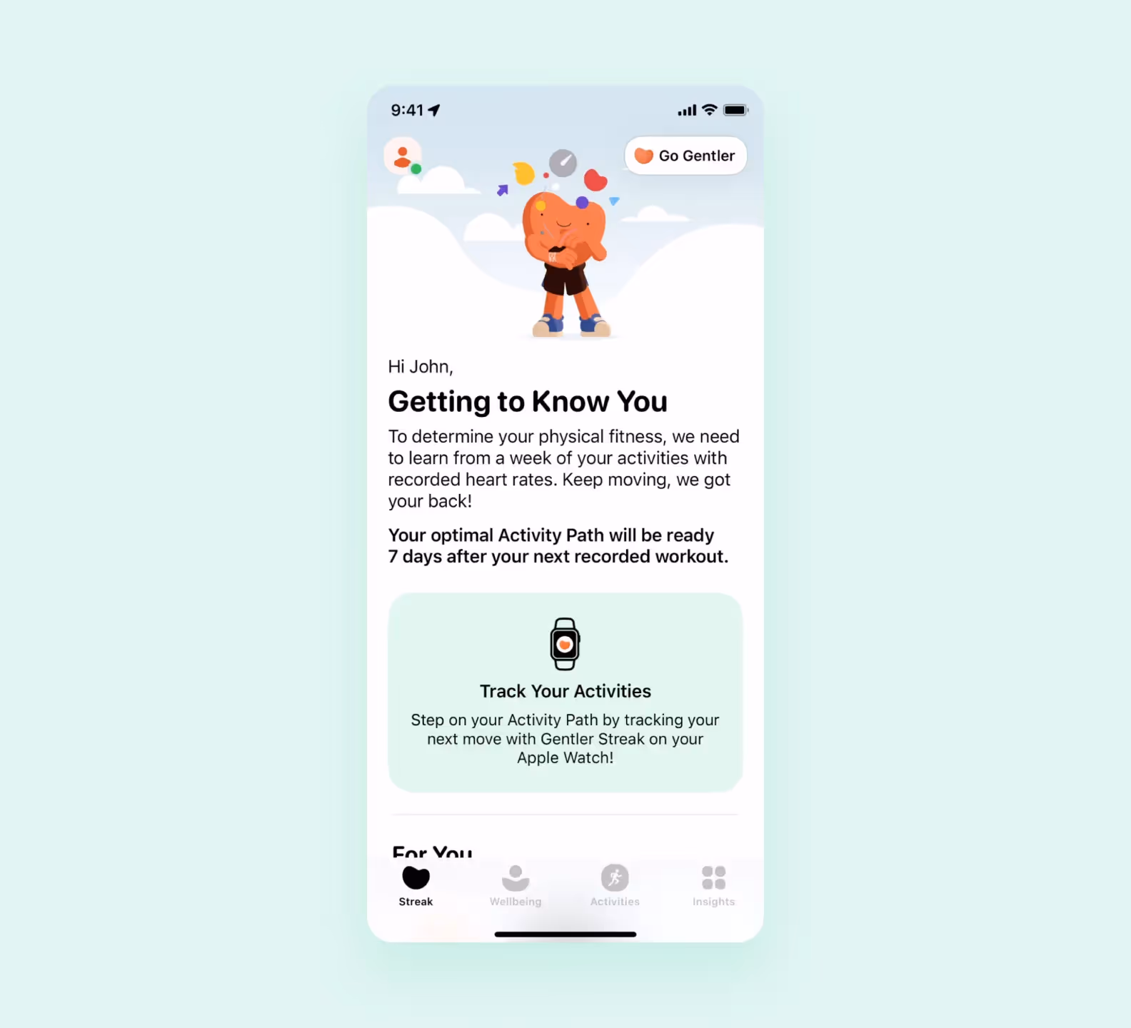 Introduction page of a health application