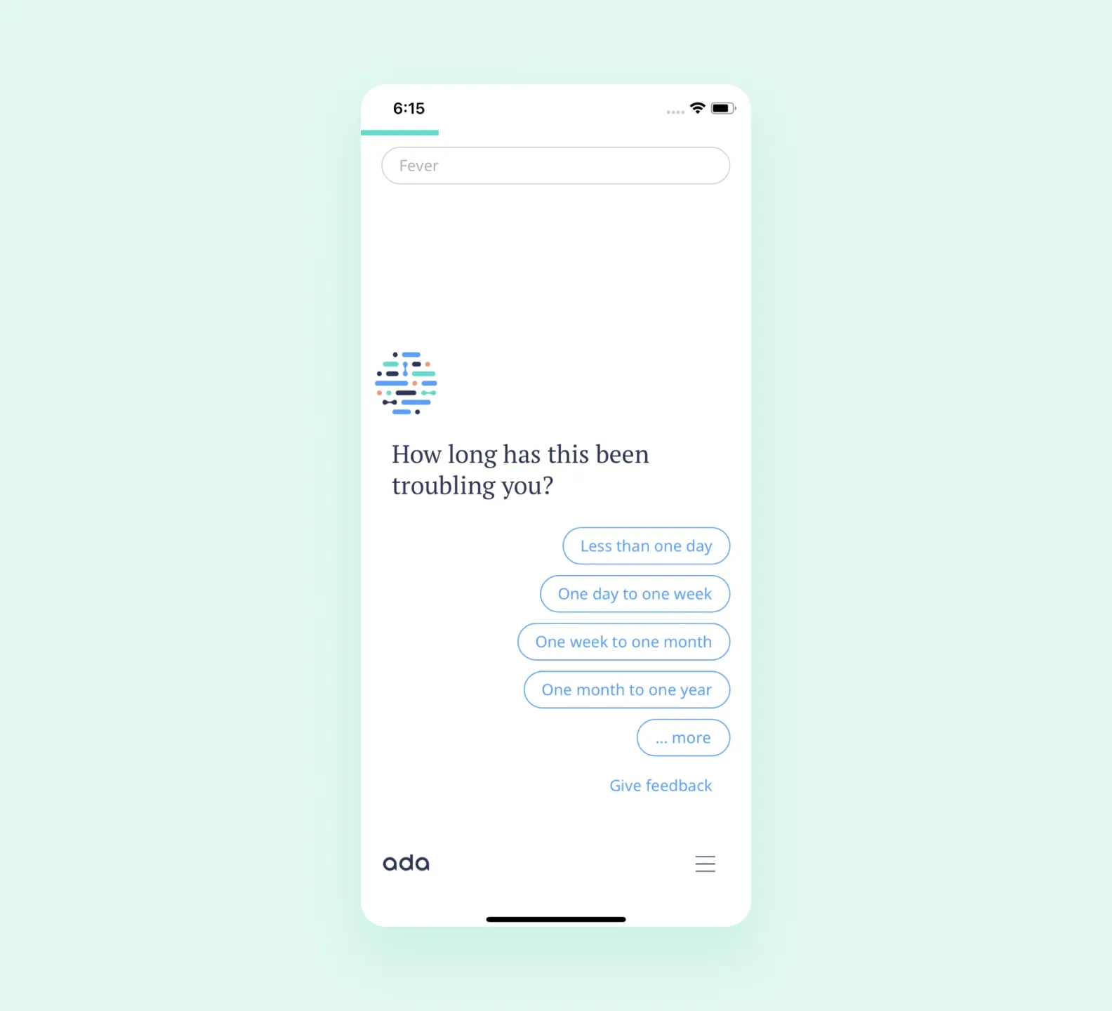 Mental health application chatbot interface