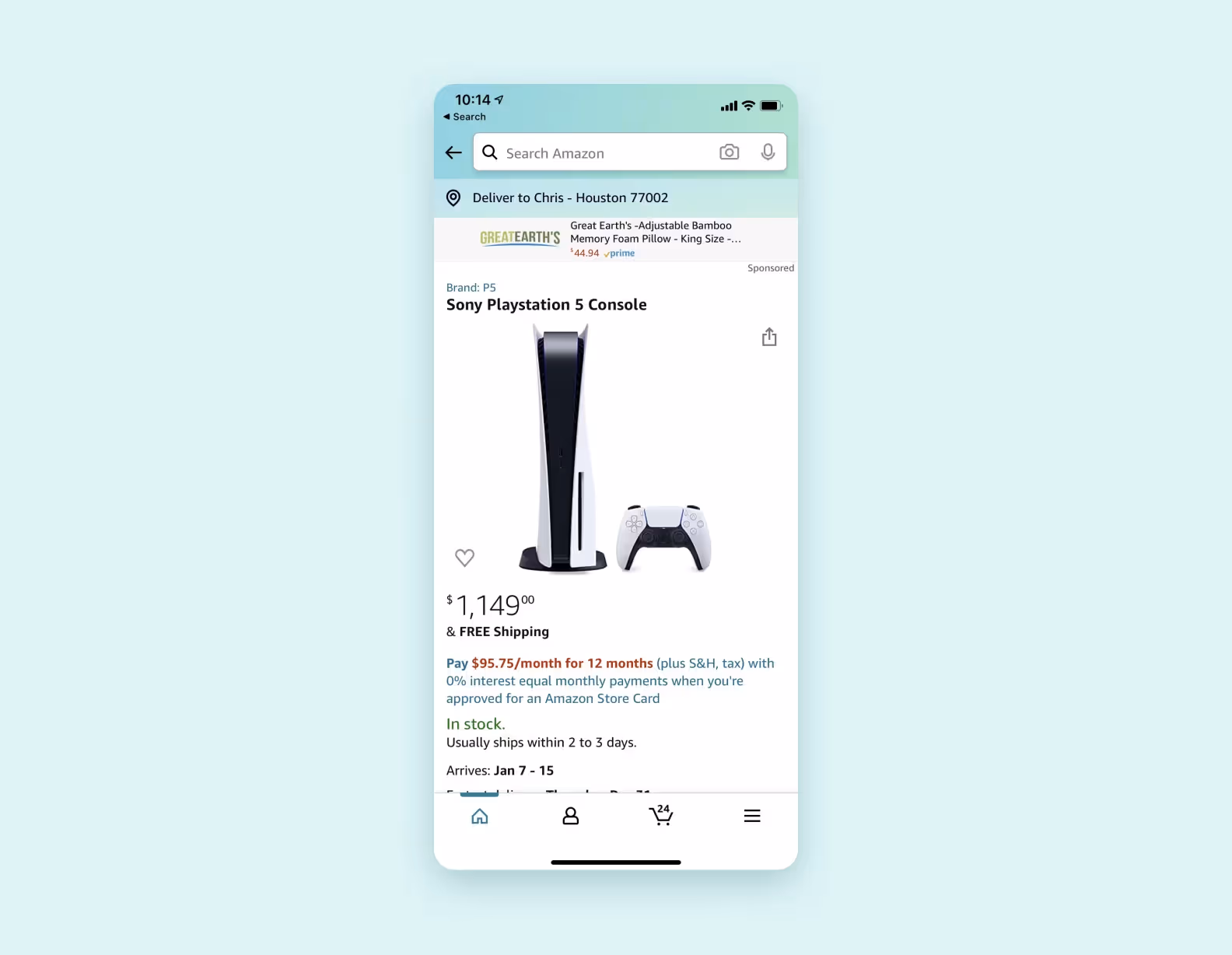 Product page on the Amazon website